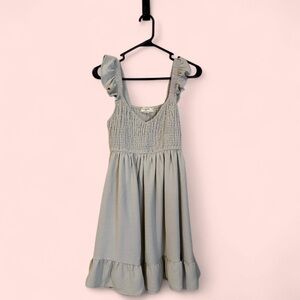 Girls' Light Sage Ruffled Strap Dress
